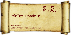Pánt Román névjegykártya